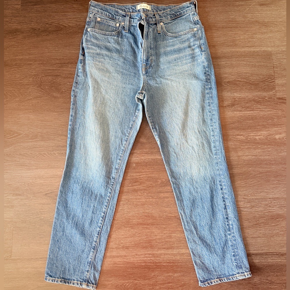 Madewell Blue Straight Jeans with Natural Fading